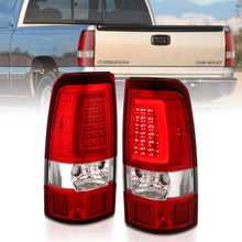 Cargar imagen en el visor de la galería, ANZO 2003-2006 Chevy Silverado 1500 luces traseras LED estilo tablón cromadas con lente roja/transparente