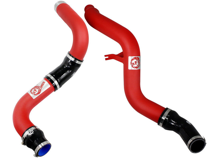 aFe Bladerunner Intercooler rojo de 3 pulgadas, tubos laterales fríos y calientes 14-15 Dodge Ram 1500 EcoDiesel V6 3.0L