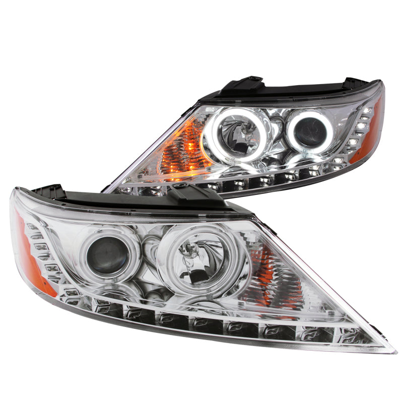 ANZO 2011-2013 Kia Sorento Faros delanteros con proyector con halo cromado (CCFL)