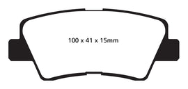 EBC 09-11 Hyundai Azera 3.3 Pastillas de freno traseras Greenstuff