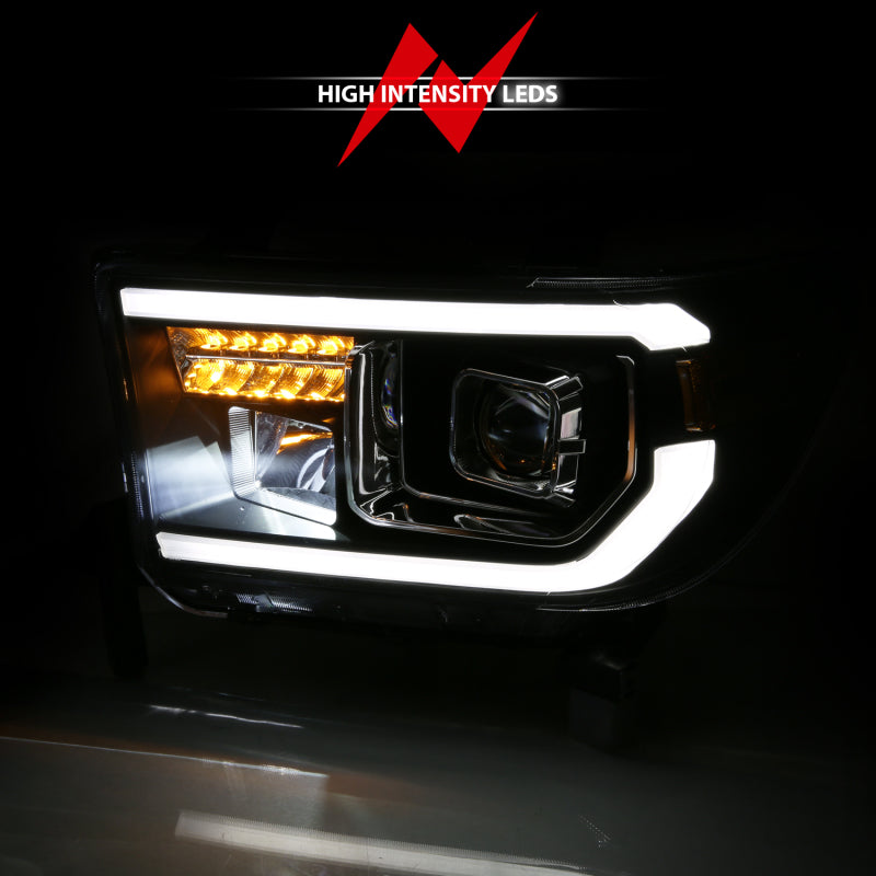 ANZO 2007-2014 Toyota Tundra Proyector Barra de luz HL Negro Ámbar (Led Luz Alta) (Versión Halógena)