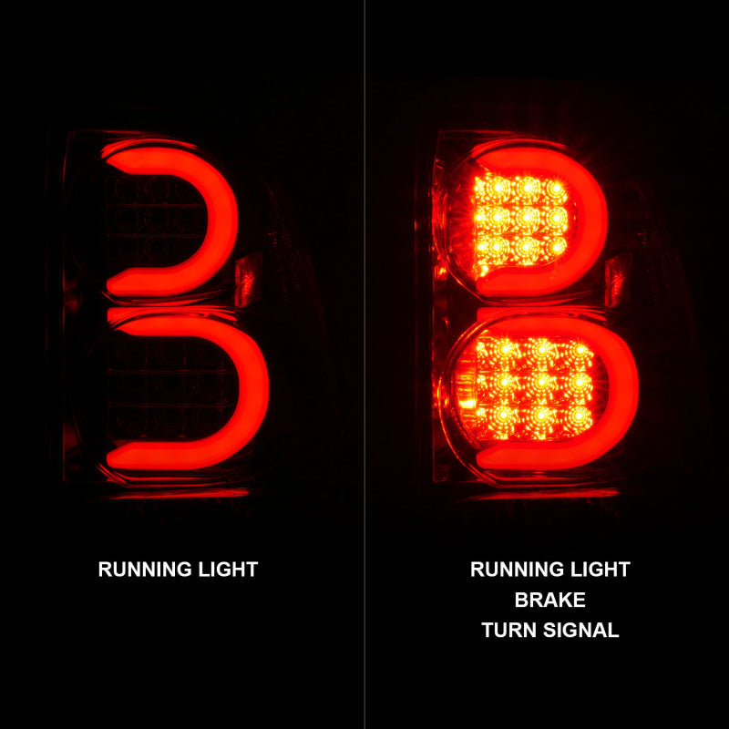 ANZO 2002-2009 Chevrolet Trailblazer luces traseras LED con barra de luz, carcasa cromada, lente transparente