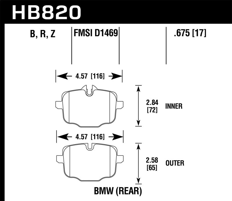 Pastillas de freno traseras de cerámica Hawk 12-17 BMW M6 / 14-17 BMW M6 Gran Coupe / 13-16 BMW M5 Performance