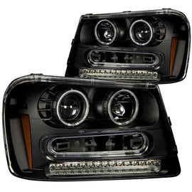 ANZO 2002-2009 Chevrolet Trailblazer proyector faros con halo negro