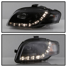 Cargar imagen en el visor de la galería, Spyder Audi A4 06-08 Projector Headlights Halogen Model Only - DRL Black PRO-YD-AA405-DRL-BK