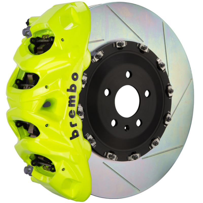Brembo 07-14 Escalade/ESV/EXT Fr GT BBK 8Pis Cast 412x38 2pc Rotor Ranurado Tipo 1-Fluo. Amarillo