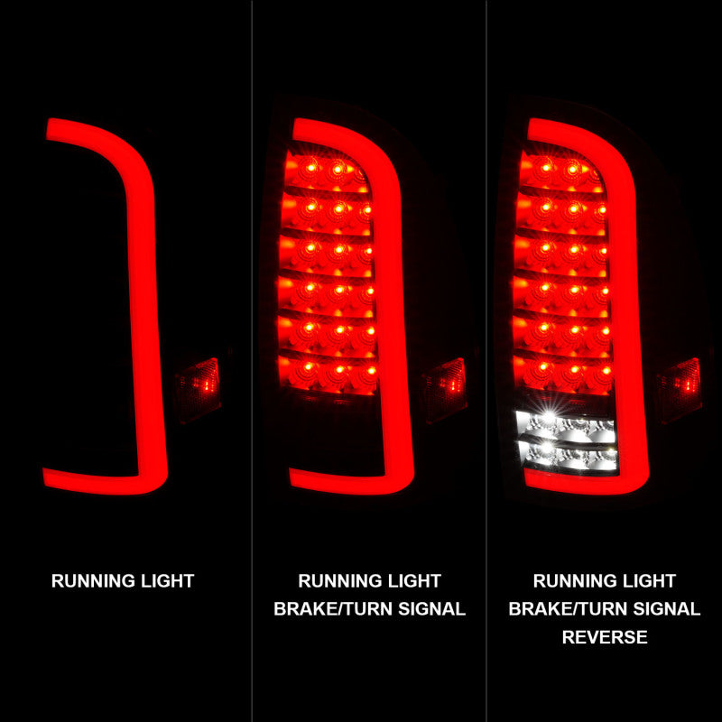ANZO 05-15 Toyota Tacoma Luces traseras LED completas con barra de luz secuencial carcasa negra lente transparente