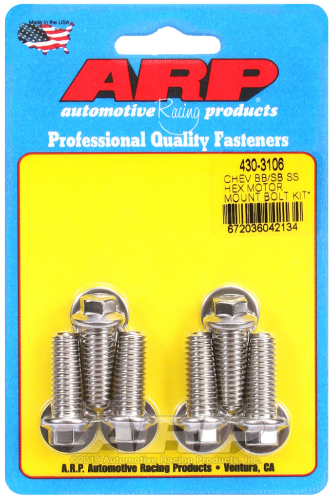 Kit de pernos de montaje de motor hexagonal ARP Chevy con soportes de suspensión de energía