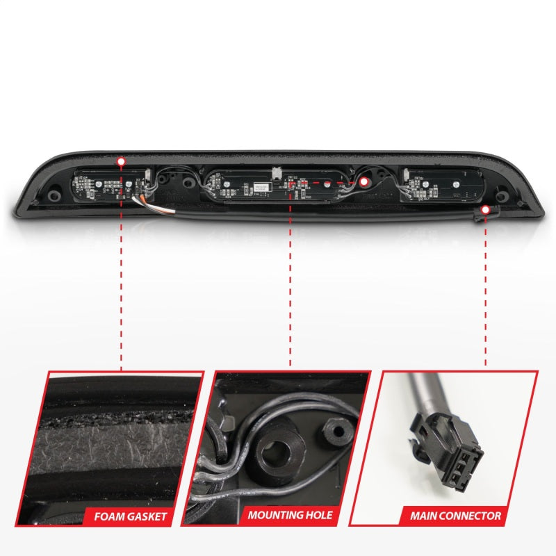 ANZO 15-20 Ford F-150 - F-450 Tercera luz de freno LED - Carcasa negra/lente ahumada