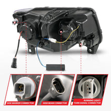 Cargar imagen en el visor de la galería, ANZO 11-13 Jeep Grand Cherokee (solo halógenos de fábrica) Faros delanteros con barra de luz Swchbk cromado