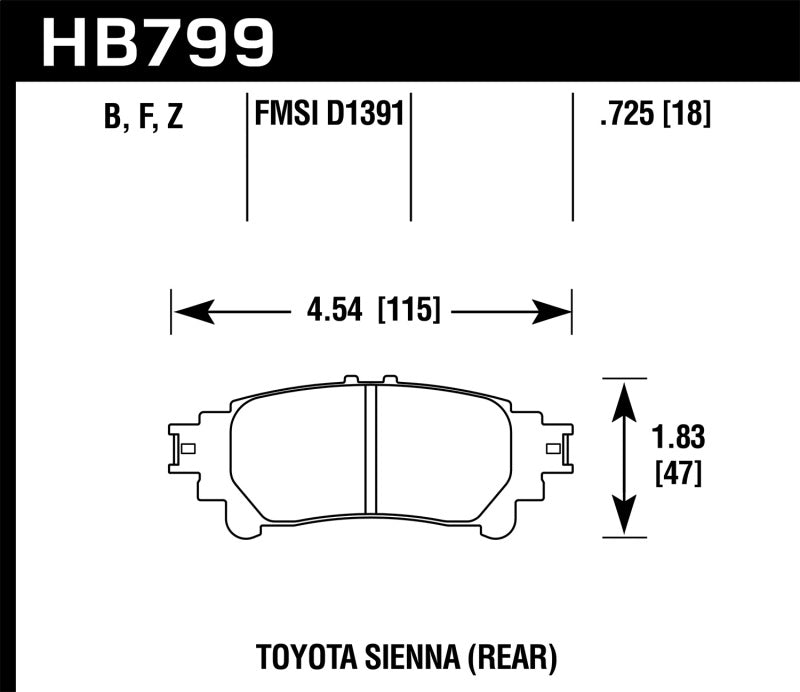 Pastillas de freno traseras Hawk 14-16 Toyota Highlander HPS 5.0
