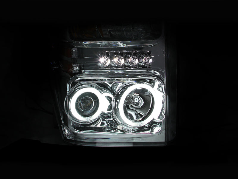 ANZO 2008-2010 Ford F-250 Faros delanteros con proyector con halo cromado (CCFL)