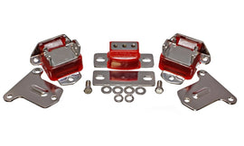 Suspensión energética 69-71 Camaro / 70-73 Monte Carlo soportes de motor y transmisión rojos; Acabado cromado.