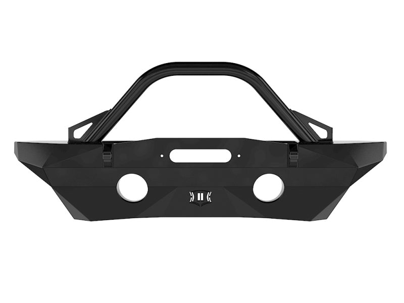 ICON 07-18 Jeep Wrangler JK Pro Series Parachoques delantero empotrado de ancho medio con barra/pestañas