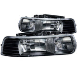 ANZO 1999-2002 Chevrolet Silverado 1500 Faros delanteros de cristal, color negro