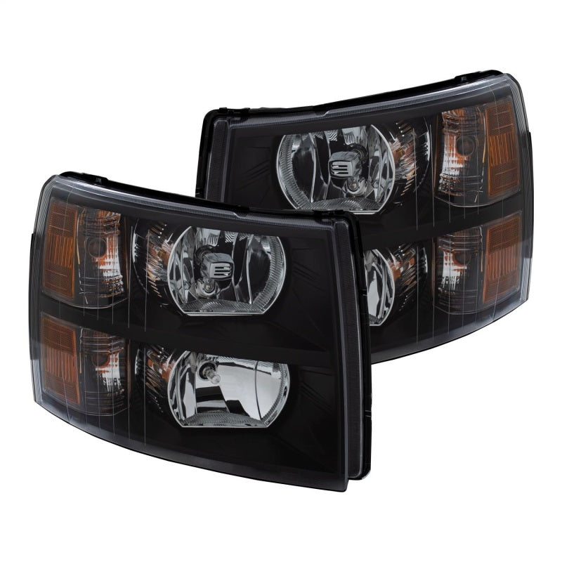 ANZO 2007-2013 Chevrolet Silverado Faros delanteros de cristal, color negro