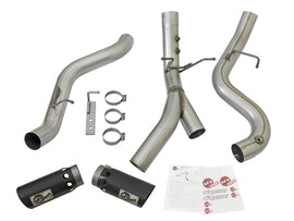 aFe ATLAS Sistema de escape de acero de aluminio con respaldo DPF de 4 pulgadas con punta negra de doble salida 2017 GM Duramax 6.6L (td)