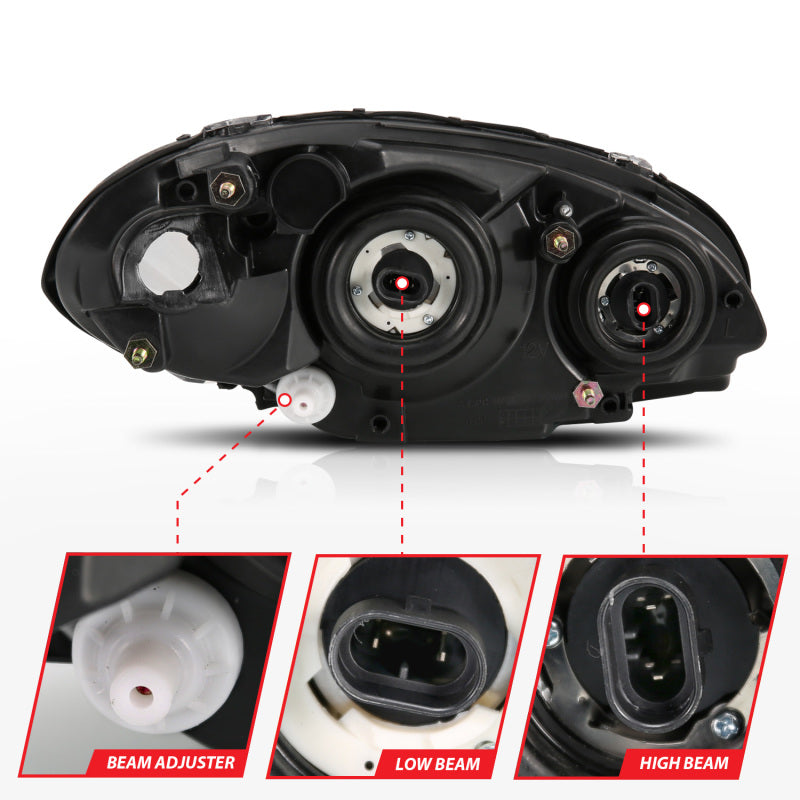 ANZO 2001-2005 Chrysler Pt Cruiser Crystal Faro cromado ámbar (OE)