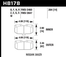 Cargar imagen en el visor de la galería, Pastillas de freno delanteras Hawk 06-07 WRX / 89-96 Nissan 300ZX / 89-93 Skyline GT-R HPS Street