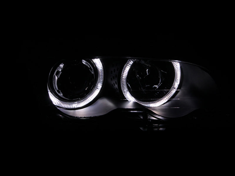ANZO 1999-2001 BMW Serie 3 E46 Faros delanteros con proyector con halo negro