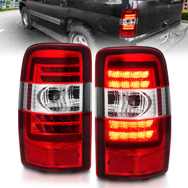 ANZO 2000-2006 Chevrolet Tahoe luces traseras LED con lente roja carcasa cromada