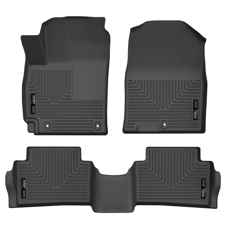 Husky Liners 18-22 Hyundai Kona WeatherBeater Revestimientos de piso para asiento delantero y segundo - Negro