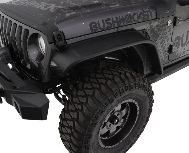 Bushwacker18-22 Jeep Wrangler JL 2/4 puerta delantera estilo plano bengalas 2 piezas - negro