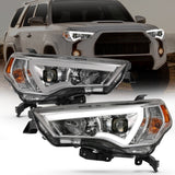 ANZO 14-18 Toyota 4 Runner Faros delanteros estilo tablón cromados con ámbar