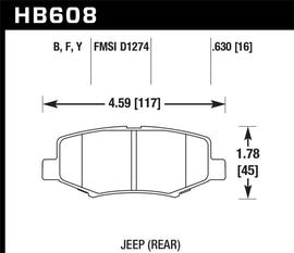 Hawk 2007-2011 Dodge Nitro R/T HPS 5.0 Pastillas de freno traseras