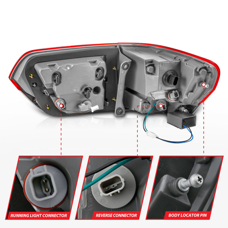 ANZO 2014-2016 Jeep Grand Cherokee luces traseras LED rojo/transparente