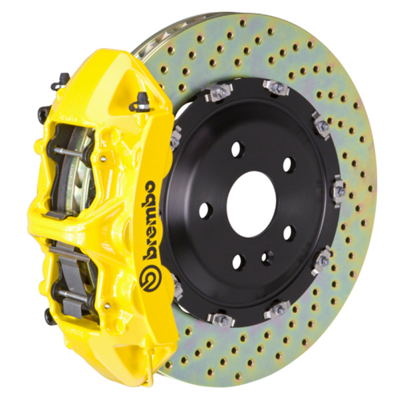 Brembo 15-19 Golf R Delantero GT BBK 6 pistones fundidos 380x34 2 piezas rotor perforado - Amarillo