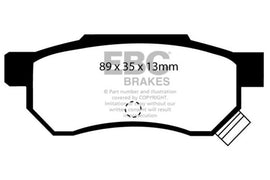 EBC 92-94 Acura Integra 1.7 Vtec Pastillas de freno traseras Yellowstuff