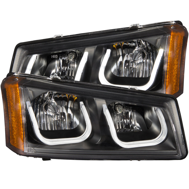 ANZO 2003-2006 Chevrolet Silverado 1500 Faros delanteros con barra en U, color negro