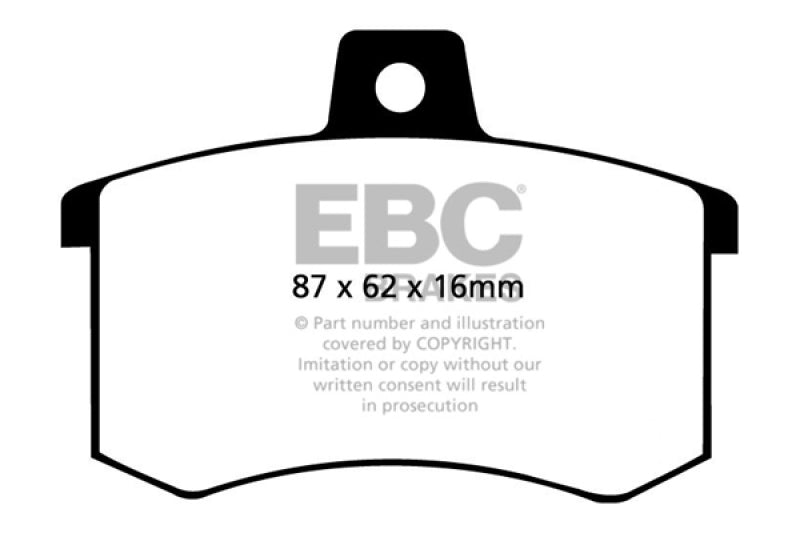 EBC 89-90 Audi 100 Quattro 2.3 Pastillas de freno traseras Yellowstuff