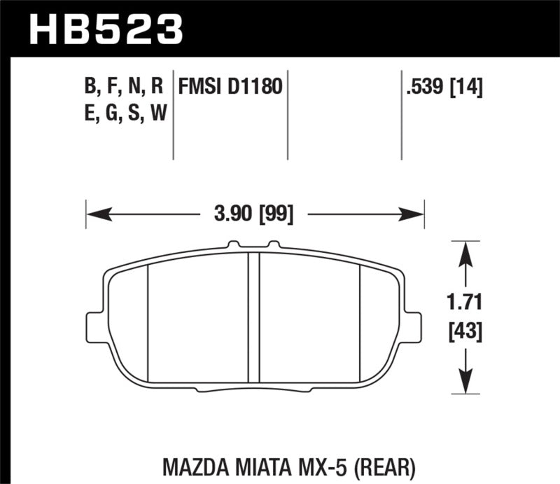 Pastillas de freno traseras Hawk 06-10 Mazda Miata MX-5 DTC-30 Race