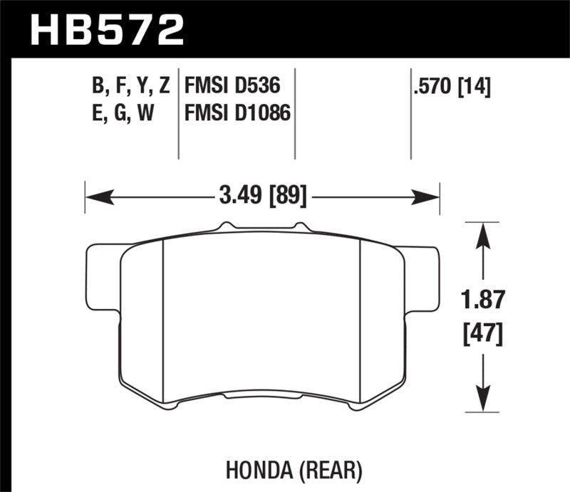 Pastillas de freno traseras Hawk 02-04 Honda Civic Si / 99-08 Acura TL DTC-60 Race