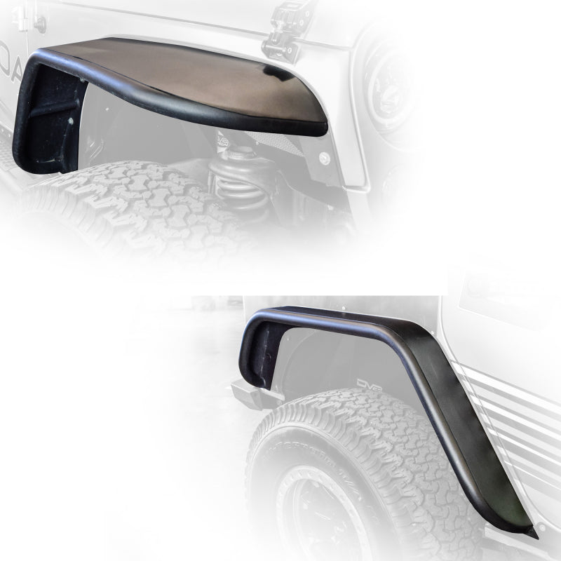 DV8 Offroad 07-18 Jeep Wrangler JK Guardabarros delanteros y traseros de tubo plano
