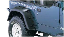 Bushwacker 87-95 Jeep Wrangler Cutout Style Flares 2 piezas de corte opcional no renegado - Negro