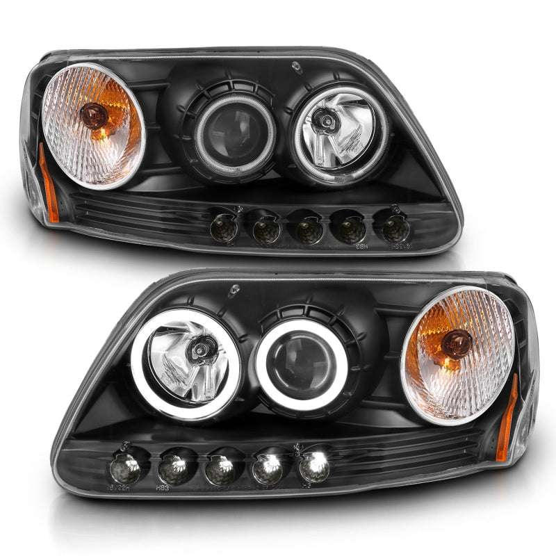 ANZO 1997-2003 Ford F-150 Faros delanteros con proyector con halo negro (CCFL)
