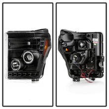 Load image into Gallery viewer, Spyder Ford Super Duty 11-16 Projector Headlights LEDHalo DRL All Black PRO-YD-FS11-HL-BKV2
