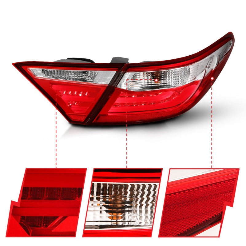 ANZO 2015-2016 Toyota Camry luces traseras LED rojo/transparente