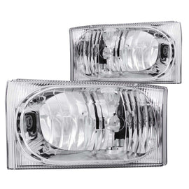 ANZO 2000-2004 Ford Excursion Crystal Faros delanteros cromados 2 piezas
