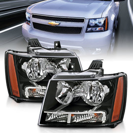 ANZO 2007-2014 Chevrolet Tahoe/Suburban Crystal Faros delanteros negros