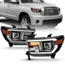 Cargar imagen en el visor de la galería, ANZO 2007-2014 Toyota Tundra Proyector Barra de luz HL Negro Ámbar (Led Luz Alta) (Versión Halógena)