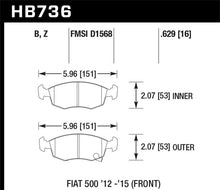 Cargar imagen en el visor de la galería, Pastillas de freno delanteras Hawk 12-15 Fiat 500 HPS 5.0
