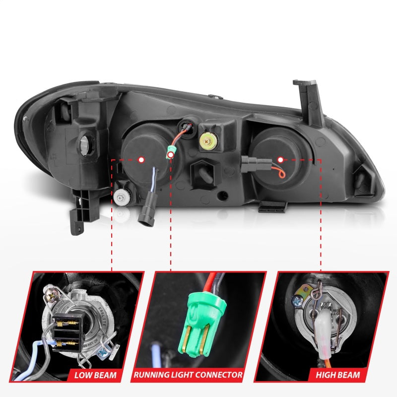 ANZO 2000-2004 Infiniti I30 Faros delanteros con proyector cromado Halo
