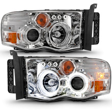 Cargar imagen en el visor de la galería, ANZO 2002-2005 Dodge Ram 1500 Faros delanteros con proyector con halo cromado ámbar transparente