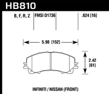Cargar imagen en el visor de la galería, Pastillas de freno delanteras Hawk 14-17 Infiniti Q50 HPS 5.0