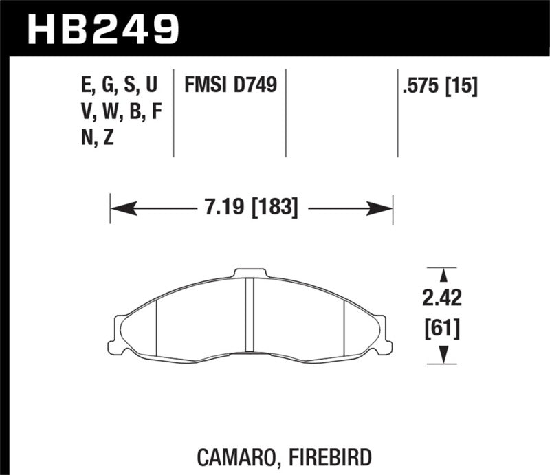 Hawk 1998-2002 Chevrolet Camaro SS 5.7 HPS 5.0 Pastillas de freno delanteras