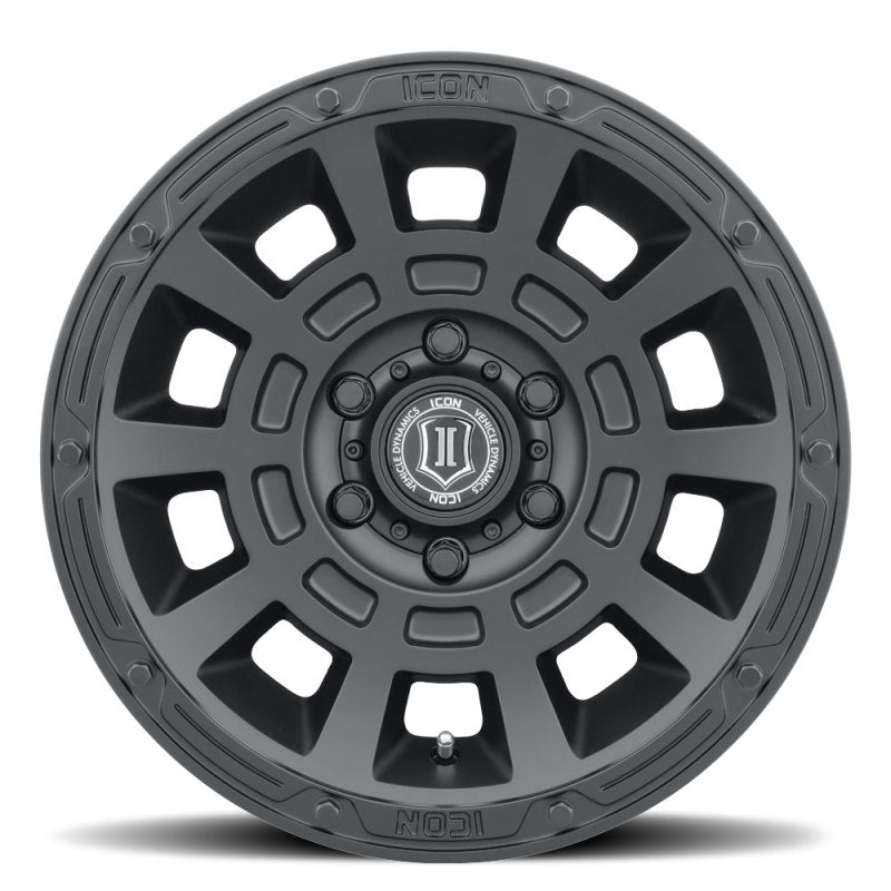 ICON Thrust 17x8.5 5x150 25mm Offset 5.75in BS Rueda negra satinada